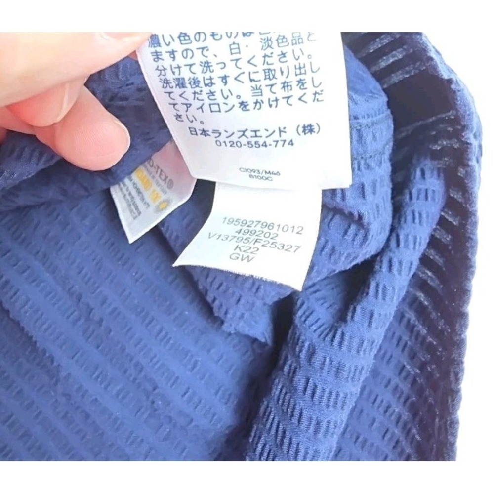 Lands' End Men's L -42-44 Seersucker Short Sleeve Button Down Shirt BLUE - Picture 9 of 10
